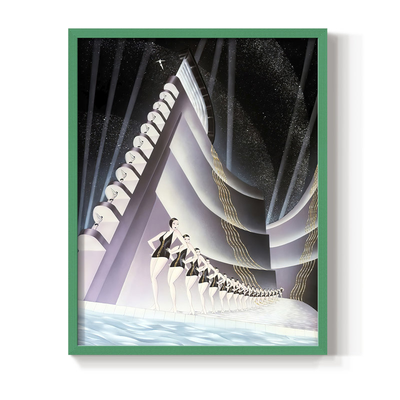 Aquacade Framed Print - Solid Wood, 21" H x 17" W, Green
