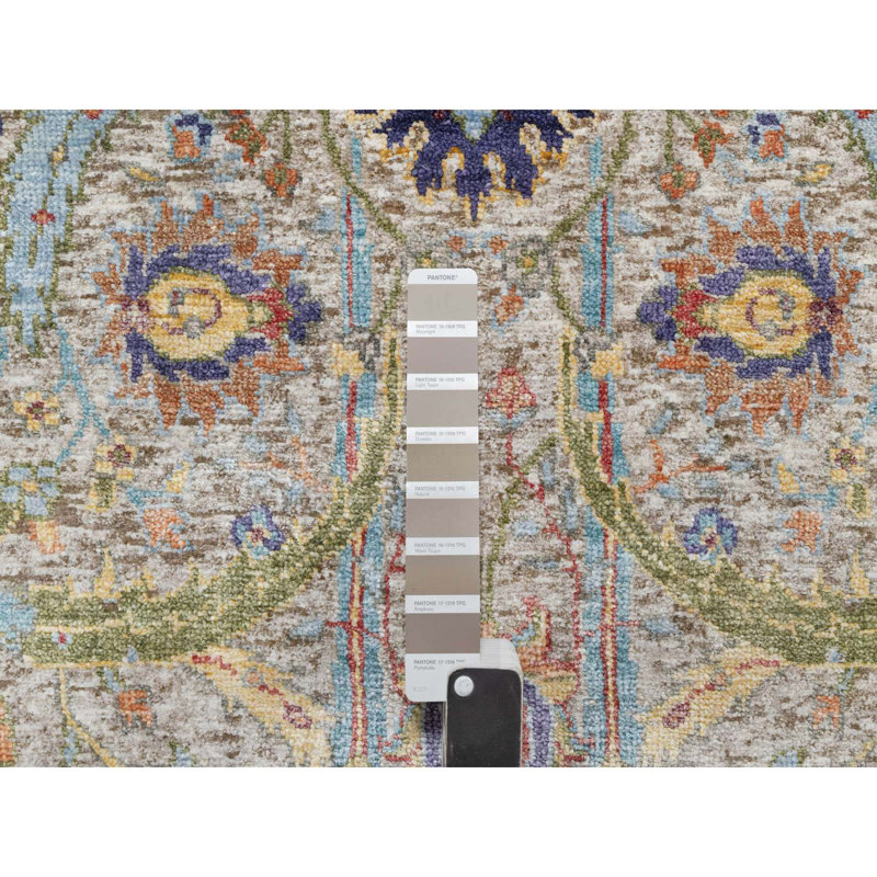 Tapis noué à la main en soie et laine 2 pi 7 po x 20 pi 2 po