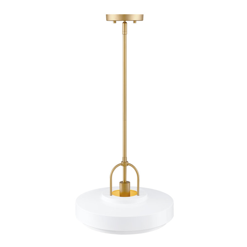 Luminaire suspendu tambour 1 lumière Klavdja, Or, Blanc