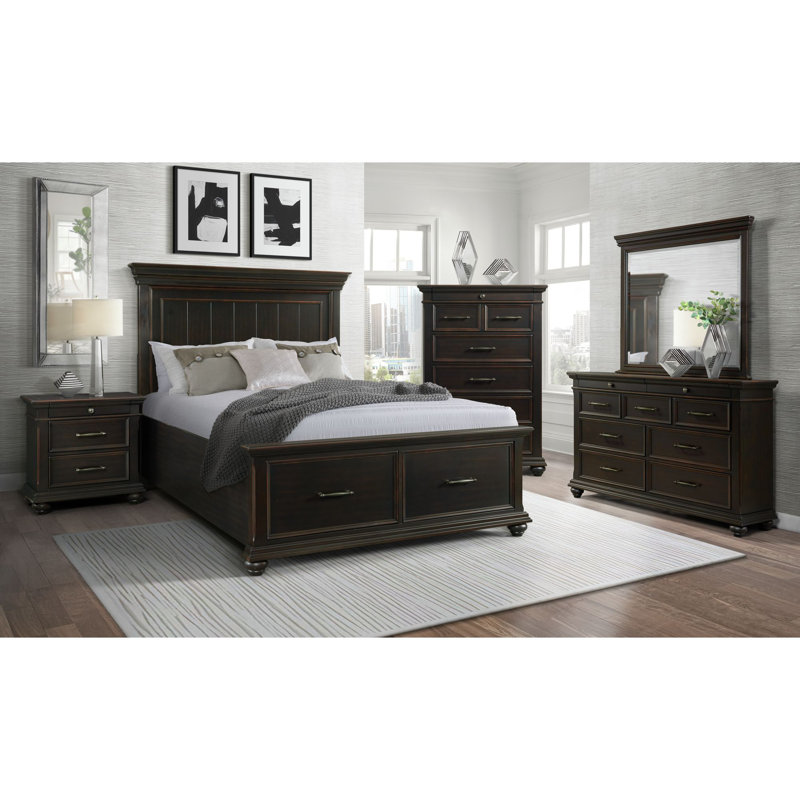 Ensemble de chambre configurable avec lit plateforme 4 pièces Alamae