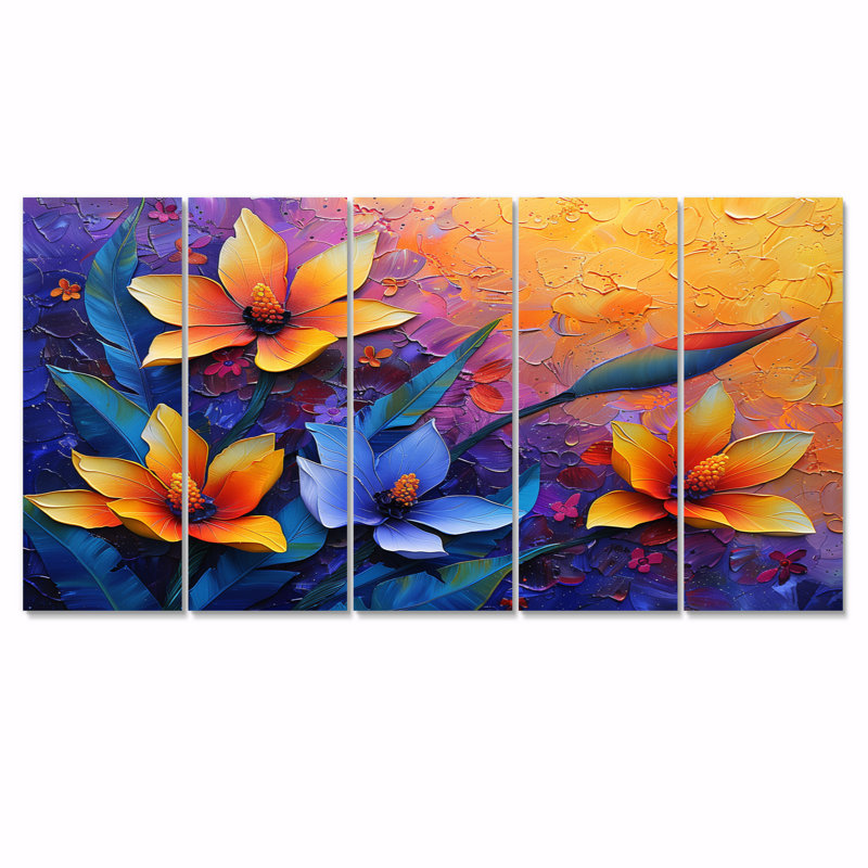 Ensemble de salon art mural jaune et vert oiseau exotique Bloom - oiseaux du paradis, H 28 po x l 60 po