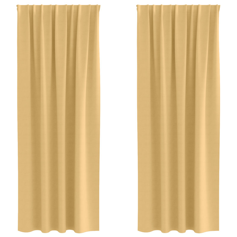 Curtains With Curtains 2 Pcs Polyester, Beige, 140cm Width x 245cm Drop