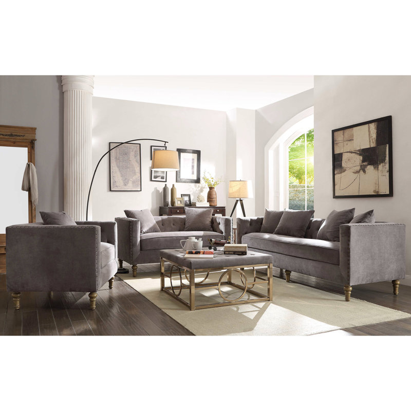 Chaise d'appoint grise avec coussin décoratif - Améliore la beauté de la posture et du confort