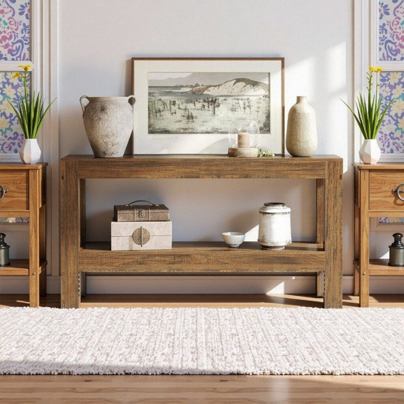 Narrow 2-Tier Storage Console Table, MDF Sofa Table