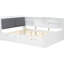 Lit plateforme double en bois blanc avec lit gigogne, tête de lit à rangement intégré et tablettes - pièce rotative pratique