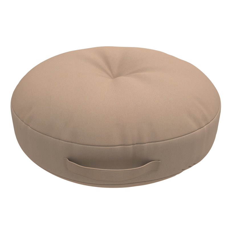 Indoor/Outdoor Floor Pillow, 22 Inch Circular Cushion Cover with Insert, Beige, Round 22"