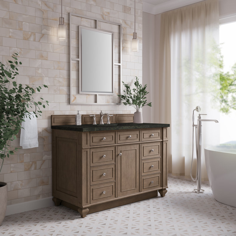 Bristol 48'' W Single Vanity, Whitewashed Walnut, Phantome Eclos, 8" Widespread