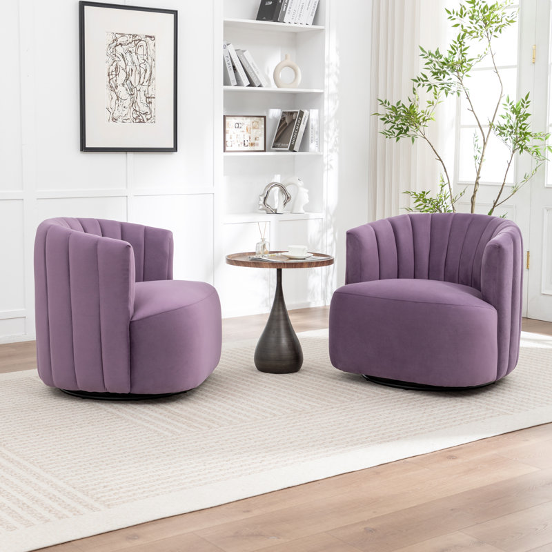 Fauteuil demi-tonneau pivotant Stanford, Mauve