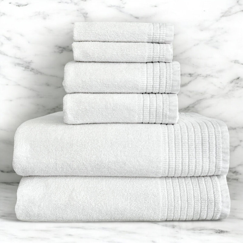 BedVoyage Spa Towel Set 6pc - Viscose from Bamboo + Cotton - 650 GSM - Absorbent & Odor Resistant, Cloud