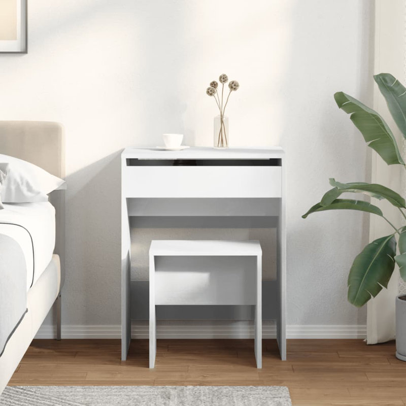 Dressing Table with Mirror, White