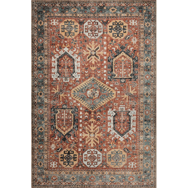 Tapis antique en chenille lavable à motif antique et coloré, Rectangle 3 pi 10 po x 5 pi 3 po