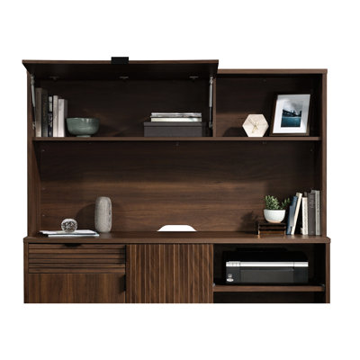 Brown Finish With 1" Thick Top And Flip - Up Door Hidden Storage, For Technical Books, Cord Management, Engineered Wood, 30.25 In. Depth, 14.06 Width, 69.53 Height, 115.79 Lb Weight Finish, Storage