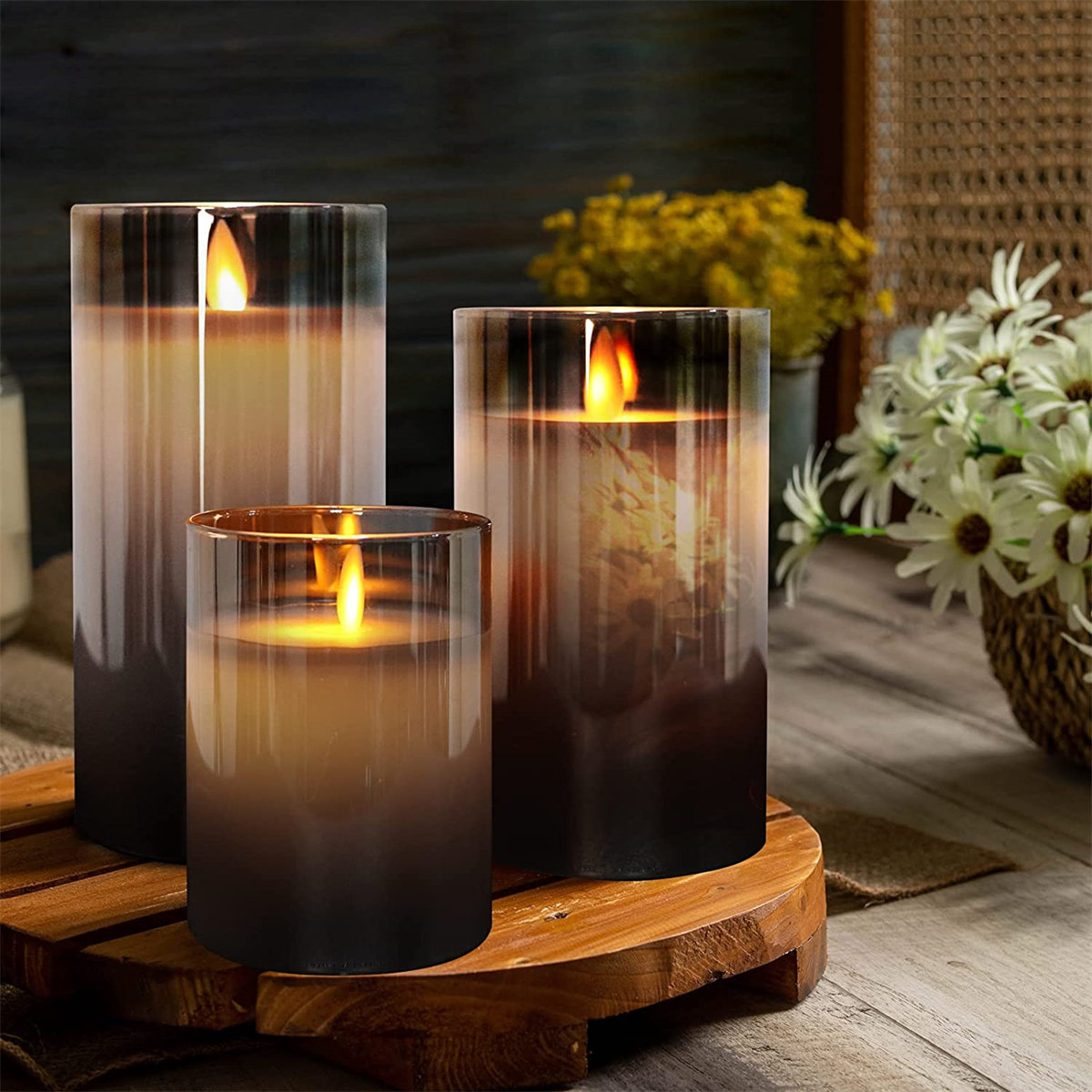 Orren Ellis 3 Piece Unscented Flameless Candle Set