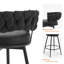 Bohdalice PU Leatherette Bar Stool (set of 2), With Braided Backrest And Footrest, Swivel Bar Stool, Seat Height 90.93cm, For The Kitchen, Dining Room And Home Bar-1561464225