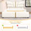 Structure de lit double rembourrée en cuir de polyuréthane, avec tête et pied de lit en forme de papillon, structure de lit plateforme avec décorations en métal doré, aucun sommier nécessaire, beige-1763479156-1763479157