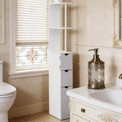 Narrow Freestanding Storage Tower, Household Side Floor Bathroom Storage Organizer