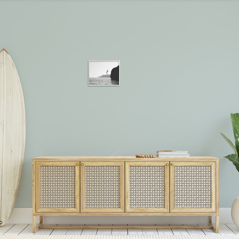 «Diving Ocean Cliff Single Photo Frame» par Sissi et Seb sur toile, Giclée encadrée blanc bord de mer, H 11 po x l 14 po