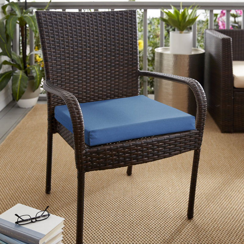 Outdoor 2.5'' Dining Chair Seat Cushion, Fresco Blue, 20" W x 20" D