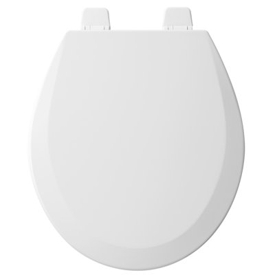 550TTT Open Front Toilet Seat, Never Loosens, Adjusts for Perfect Fit, ROUND, Durable Wood, White