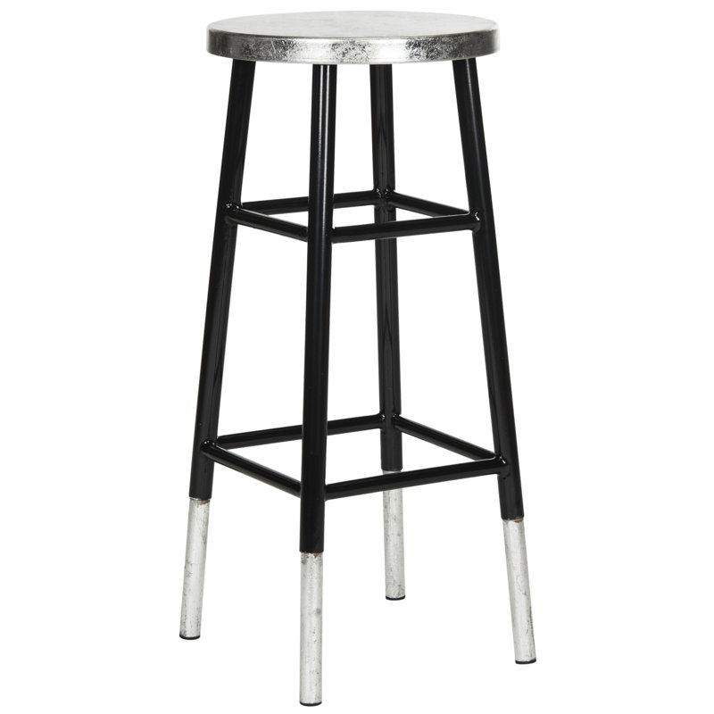 Tabouret de bar et de comptoir Amiaha, Noir, Tabouret de bar (assise de 30 po de hauteur), Argent