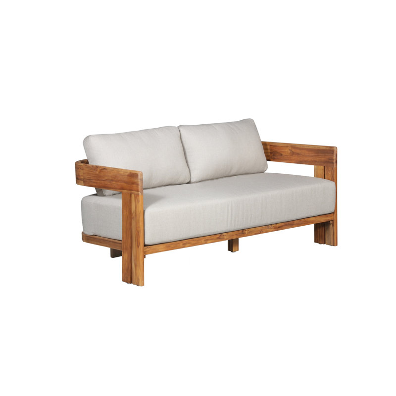 Ezykiel 72.5'' Wide Rectangle Loveseat with Cushions, Gray, Natural