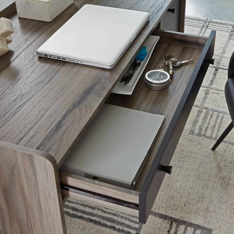 Bureau en bois avec tiroir classeur, gris