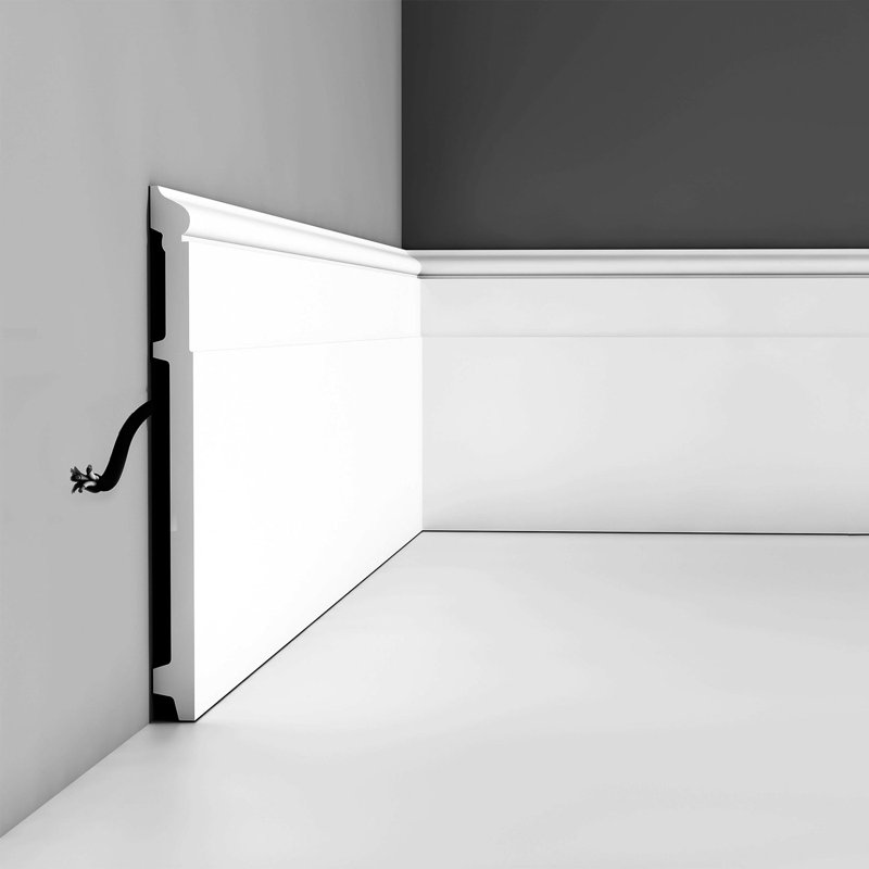 Modern Primed White Polystyrene Baseboard Moulding Set