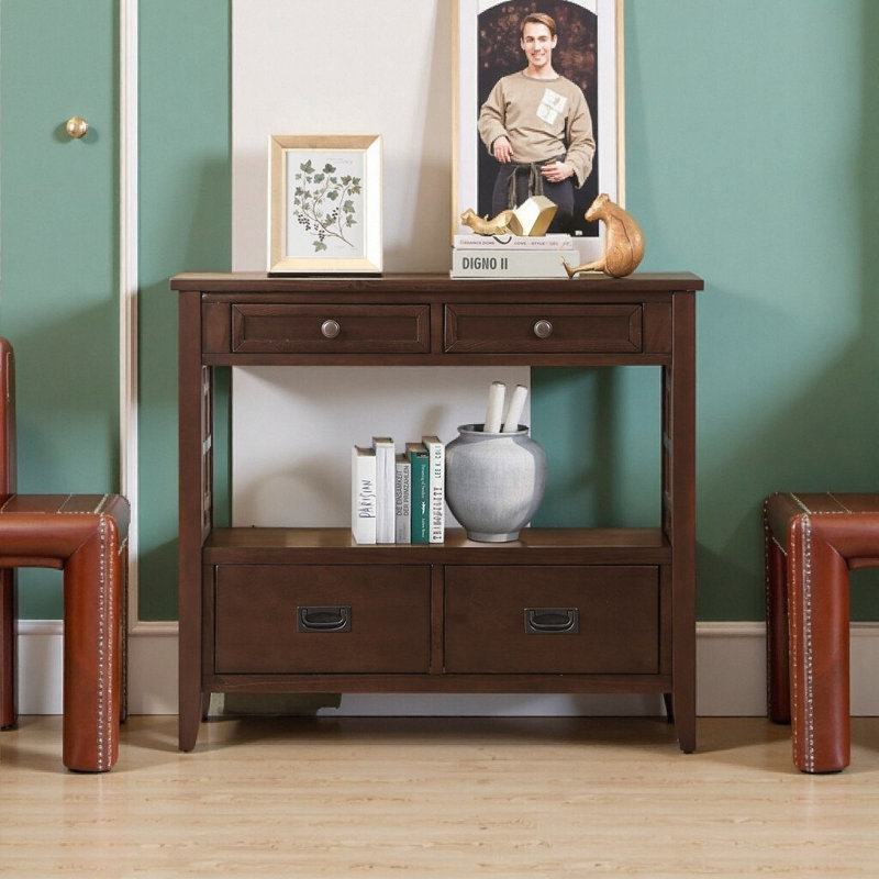 Estevon 36" Solid Pine Console table, Espresso