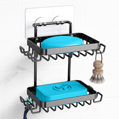 Adhesive 2 Tier Bar Soap Holder, Stainless Steel For Shower Wall, Soap Dish For Bathroom