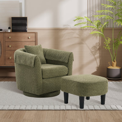 Fauteuil d'appoint pivotant avec repose-pieds en chenille