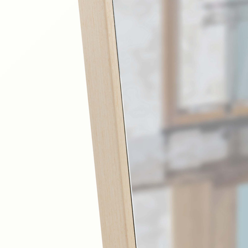 Quinnisha Rectangle Mirror, Light Oak, 60" H x 17.3" W, Solid Wood