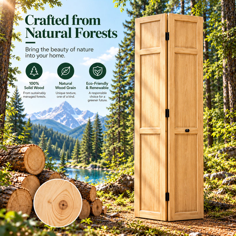Portes pliantes en bois non finis à panneaux S&Z TopHand®, porte de placard, dalle de portes intérieures en bois de pin, porte de grange avec quincaillerie et poignée