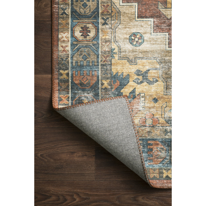 Tapis oriental rouille / bleu Gelo, Rectangle 6 pi x 9 pi