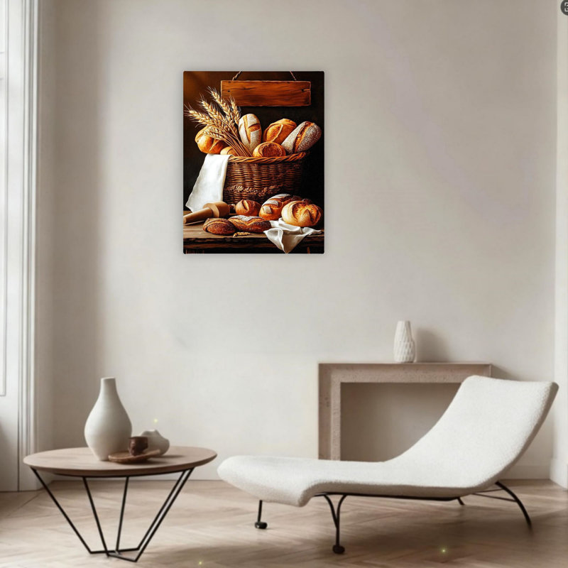 Rustic Bread Basket Unframed Canvas Wall Art  24" X 36"