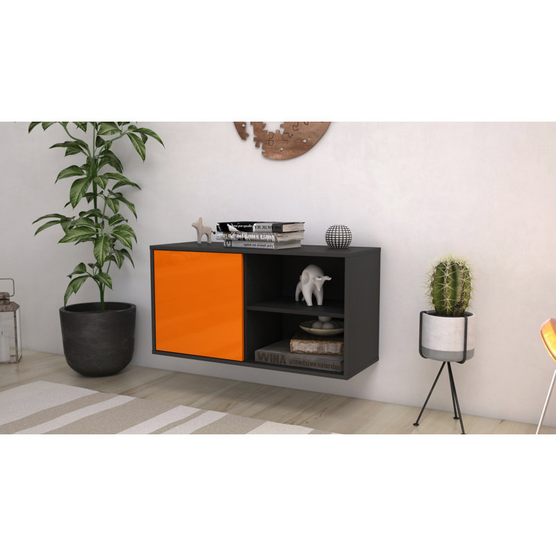 Hardwicke Unfinished Floating TV Stand, Orange