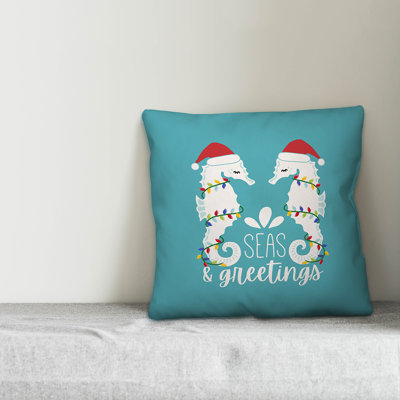  Seas and Greetings Seahorses Throw Pillow Cover