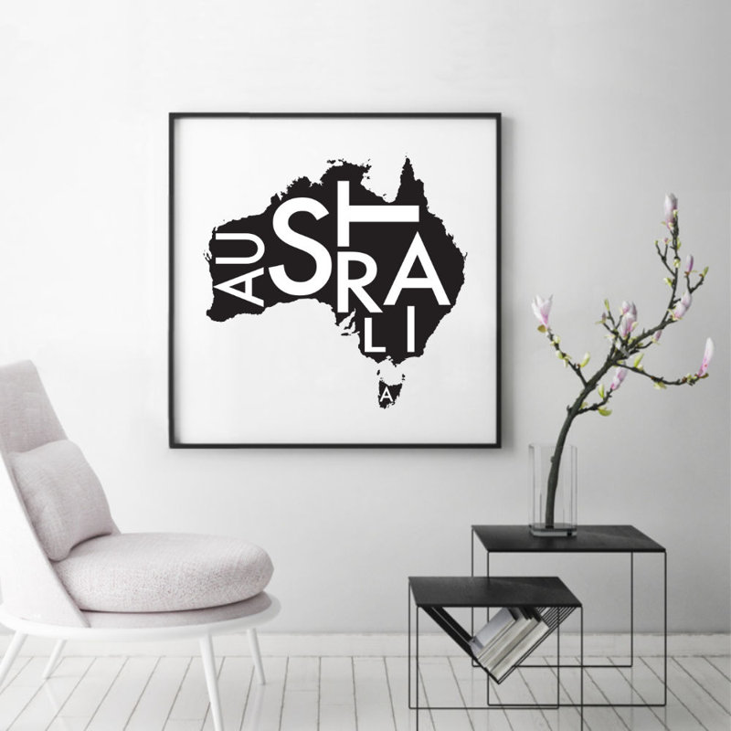 Australia Map - Print, No Frame, 30 cm H x 30 cm W x 0.1 cm D