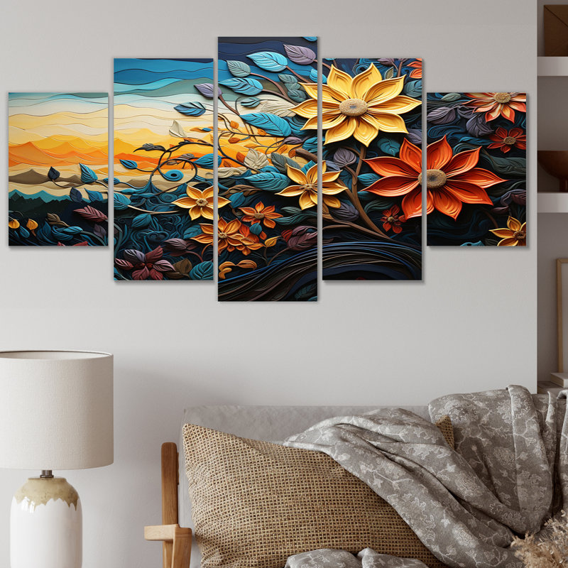 Humnoke - reproduction d'art sur toile asiatique - 5 panneaux