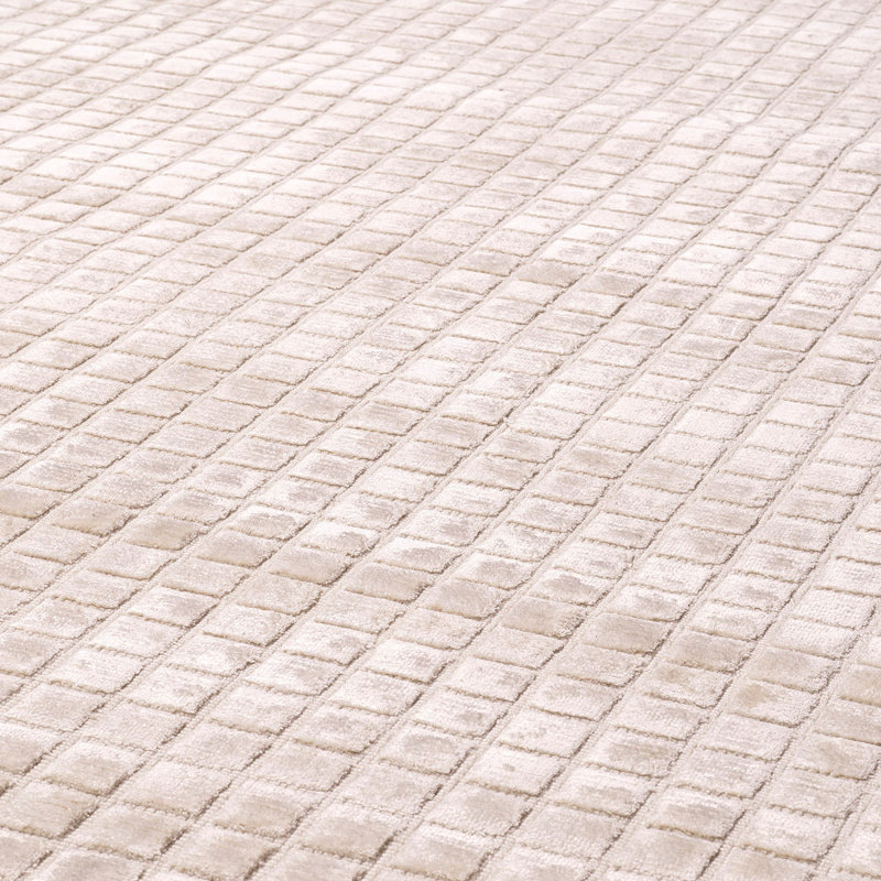 Crown Checkered Area Rug in Silver