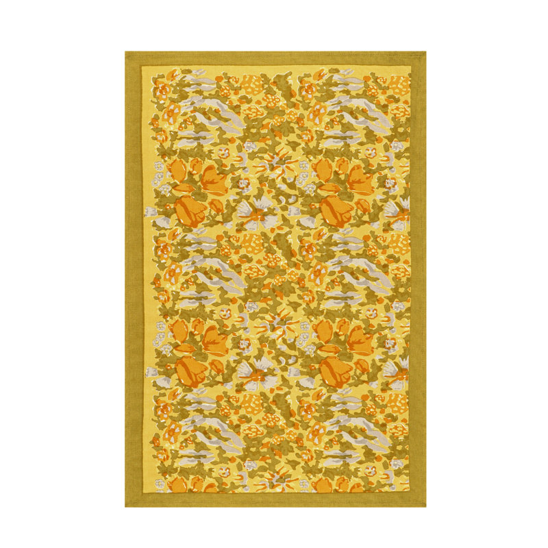 Sorene Floral Tea Towel, Mustard/Grey