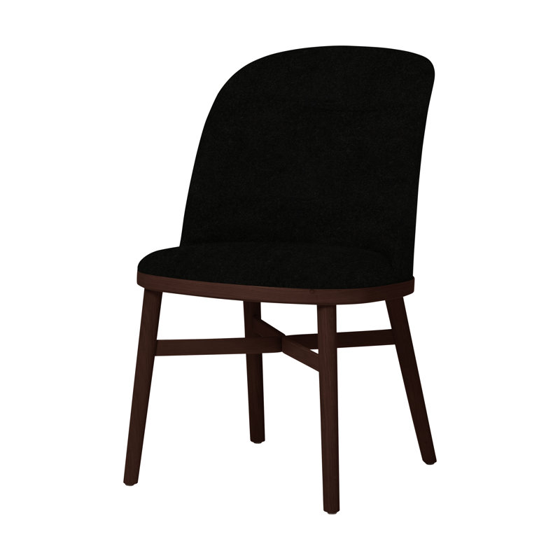 Bund Upholstered Dining Chair, Dark Brown Oak, Newcastle Black New 65