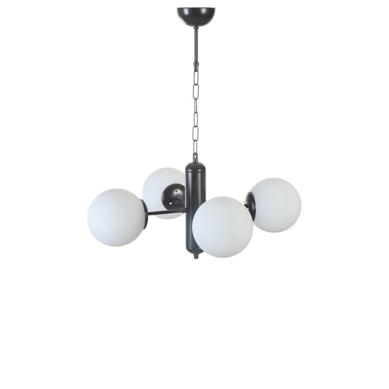 Lustre élégant en métal, finition noire et blanche, 17,7 po de diamètre x 27,6 po de hauteur | Douille E27, 40 W maximum | Luminaire élégant pour le salon, la salle à manger et le vestibule | Homologué IP20, décoration intérieure moderne