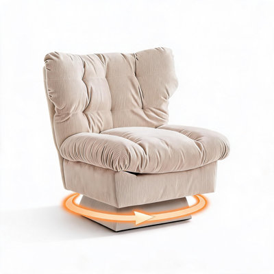 Fauteuil d'appoint pivotant à 360 °, capacité de poids de 300 lb, fauteuil surdimensionné en chenille pour le salon, la chambre à coucher et le bureau