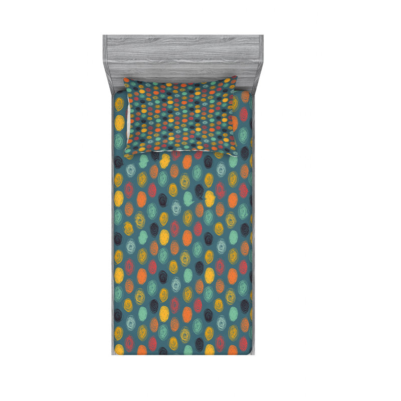 Microfiber Geometric Sheet Set, Twin Sheet Set with Fitted Sheet