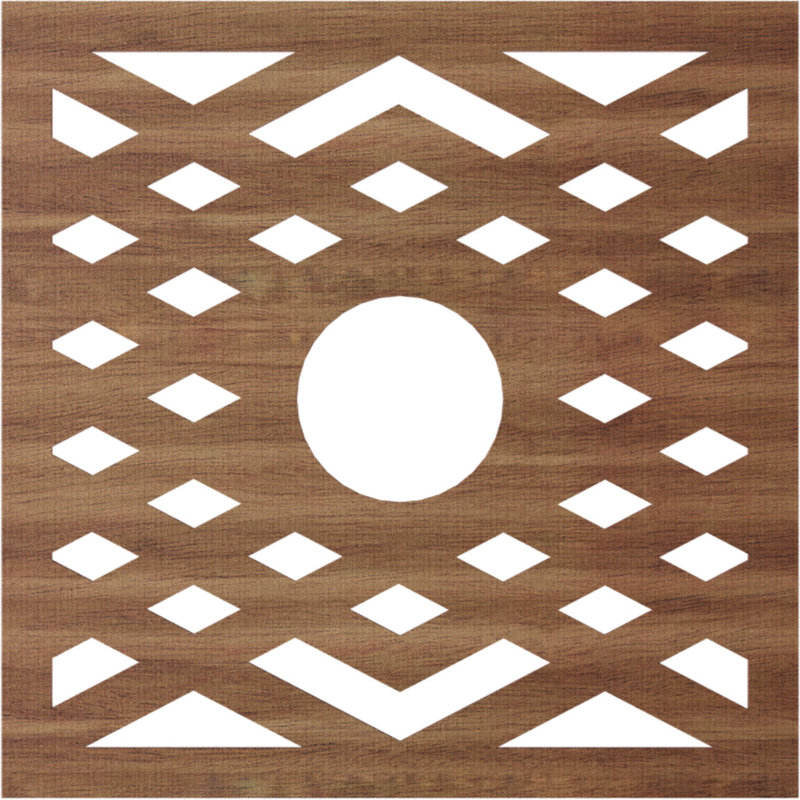 Médaillon de plafond à chevrons, H 34 po x l 34 po x P 0,38 po, Noyer