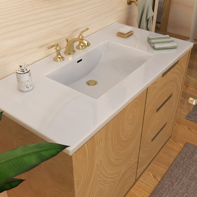 Whitehaus 43in Countertop Vanity Sink with Integrated Rectangular Bowl and Overflow