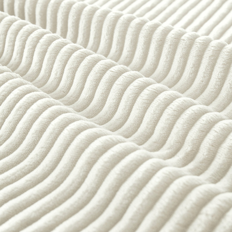 Poufs portatifs modernes sans assemblage, mousse en velours côtelé blanc, siège d'appoint compact, Ne s'applique pas 1
