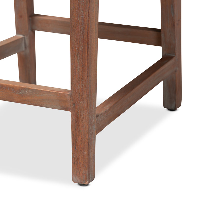 Gray Woven Rope and Mahogany Counter Stool