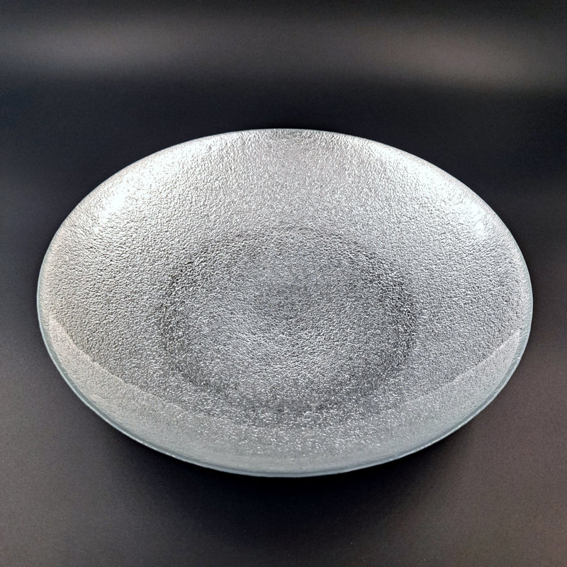 Assiette décorative en verre argentée, H 2,5 po x l 16 po x P 16 po