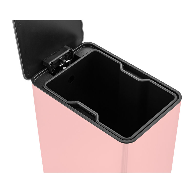 Blush Pink Stainless Steel Pedal Trash Can with Soft Close Lid